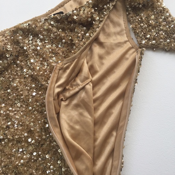 Gold Sequin Mini Dress by Aidan Mattox - Picture 5 of 8